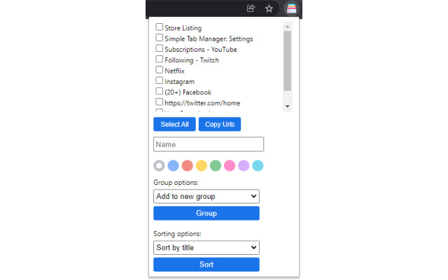 Simple Tab Manager chrome extension