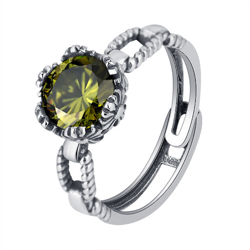 Title 1, 925 Silver Inlaid Zircon Vintage Ring, adds a t...