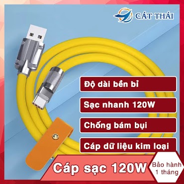Cáp Sạc Nhanh 120W , Độ Dài Bền Bỉ, Chống Bám Bụi Dễ Sử Dụng, Uốn Dẻo Không Lo Gãy Đứt