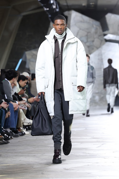 A model walks the runway during the Hermes Menswear Fall-Winter 2023-2024 show as part of Paris Fashion Week.