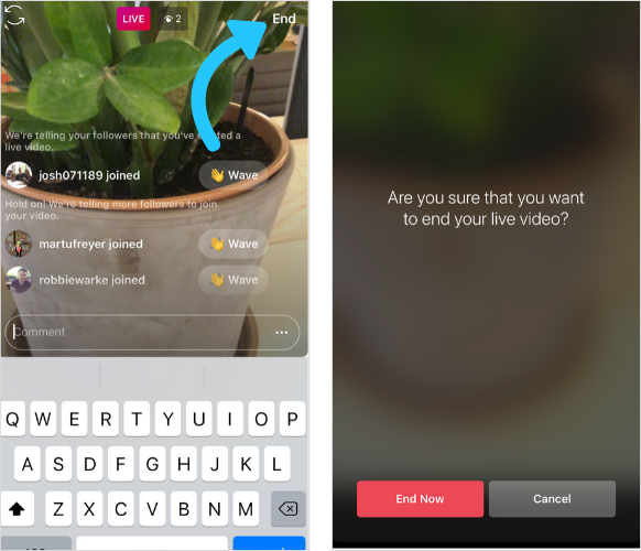 How to end an Instagram Live 