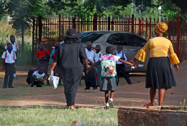 The calm before the school bell rings at Tolamo Primary School in the North West.