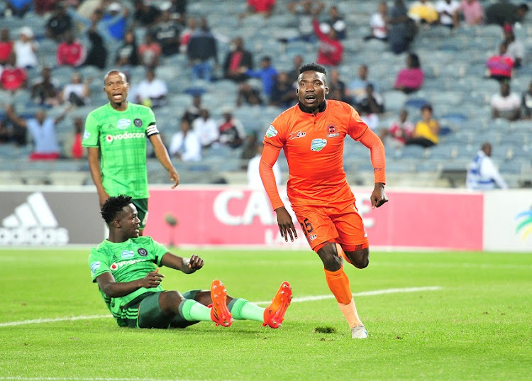 Rendani Ndou of Polokwane City celebrates a goal during the 2017 Telkom Knockout football match between Orlando Pirates and Polokwane City at Orlando Stadium, Johannesburg on 04 November 2017.