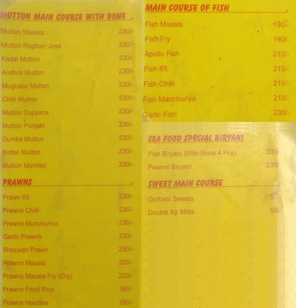 Y2K Restaurant menu 