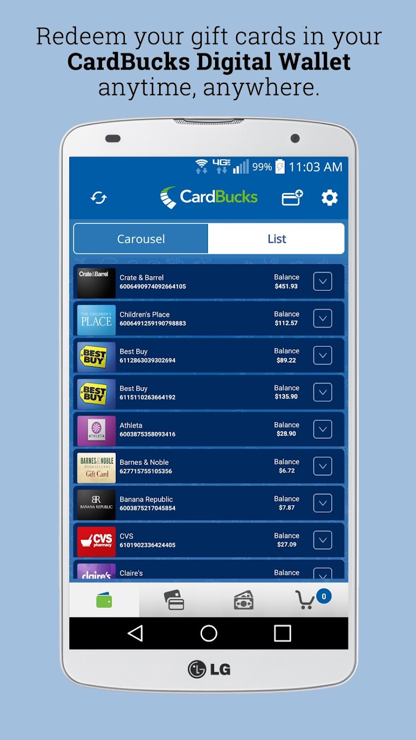 CardBucks | Gift Card Exchange Screen 2
