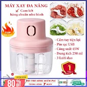 Máy Xay Mini Cầm Tay 250 Ml - Máy Xay Đa Năng Sạc Điện, Có Cổng Sạc Usb - Xay Tỏi, Ớt, Hành (Hàng Loại 1)