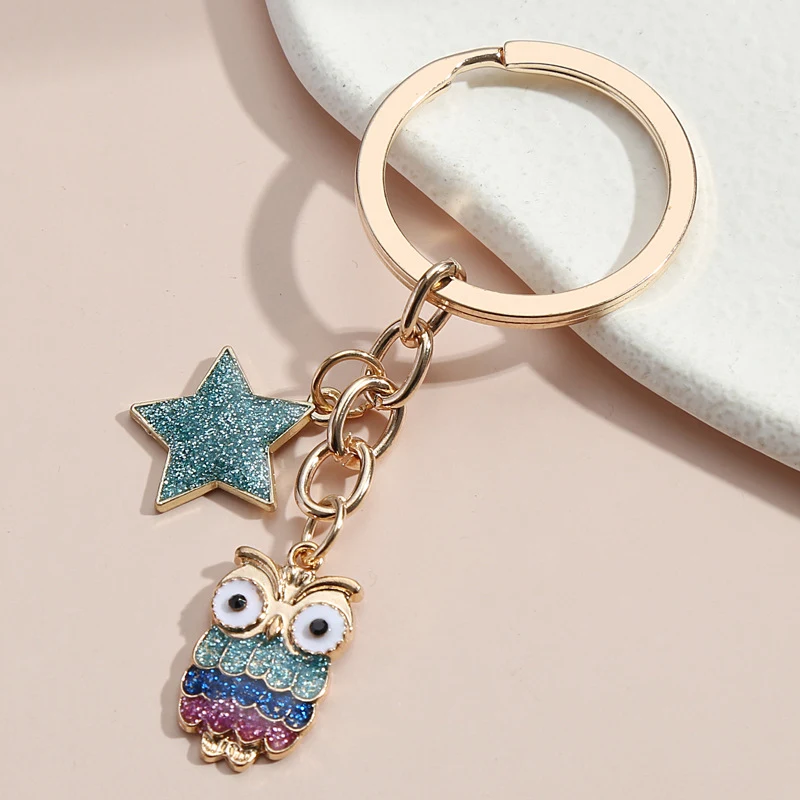 Title 2, Porte-clés hibou, coccinelle, fleur sombre, vis...