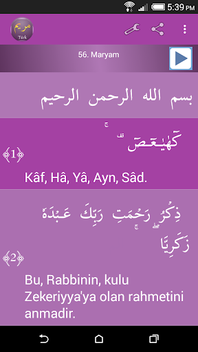 Surah Maryam Turkish