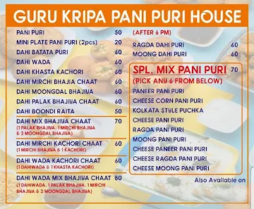 Guru Kripa Pani Puri House menu 