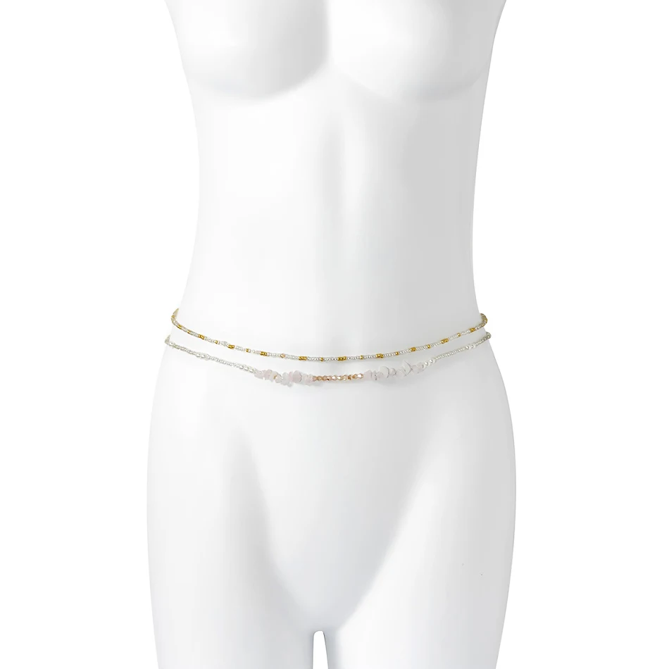 Sexy etnische tailleketting met grind- en rijstparels. Accentueer je figuur! Perfect voor strand, feest of festival. Koop nu!