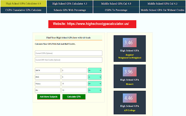 High School GPA Calculator chrome extension