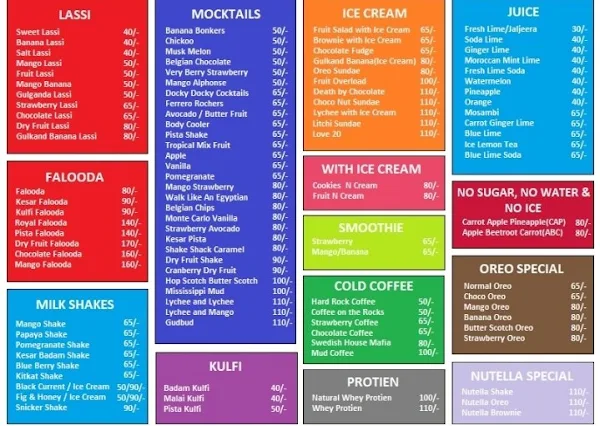 Lassi Shop menu 