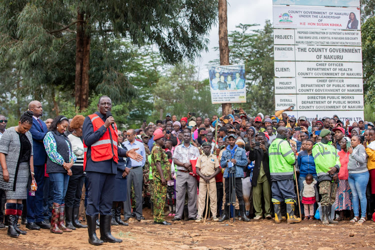 President William Ruto speaking in Mai Mahiu on April 30, 2024.