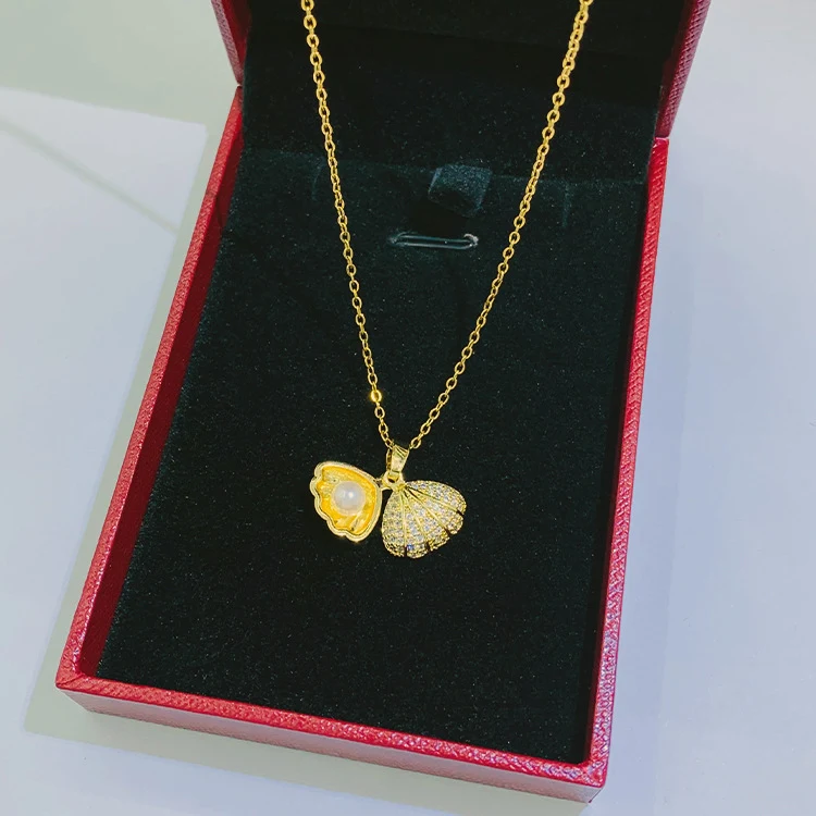 Title 5, Collier Diamant Mode, Perle Shell et Acier Tita...