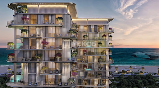 Immeuble moderne avec balcons fleuris vue mer dans ce Appartement de luxe à vendre à Dubaï (1 224 344 € - 115 m²)