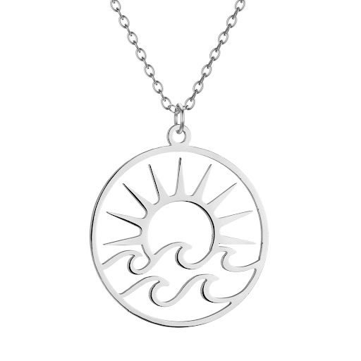 Title 4, Stainless Steel Fashion New Sun Wave Pendant Ne...