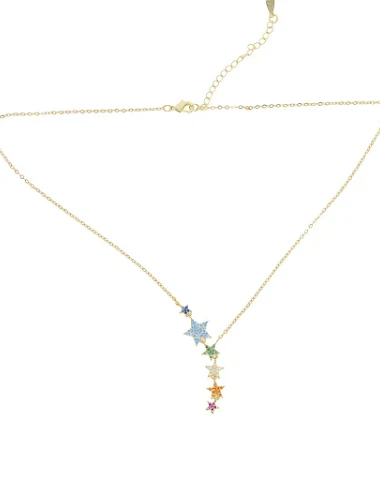Collier Pendentif Étoile Cinq Branc - 1