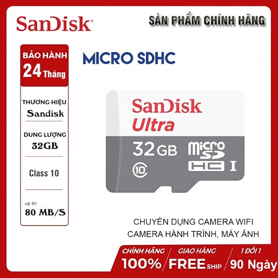 Thẻ Nhớ Hãng Sandisk 32G Ultra | Dss 32Gb Tốc Độ Cao - Chuyên Dụng Camera Hành Trình, Cam Wifi