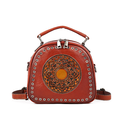 Title 6, Retro Original First Layer Cowhide Round Hole T...
