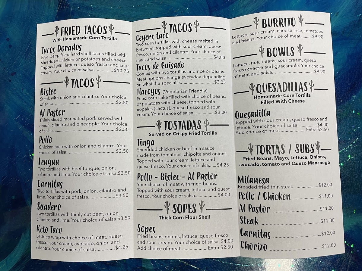 Ceyer’s Taqueria gluten-free menu