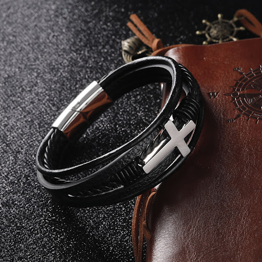 Title 2, Stainless Steel Bracelet Mens Woven Simple Mul...