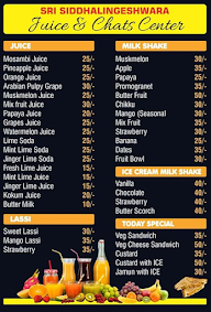 Sri Siddalingeshwara Juice And Chats Center menu 3
