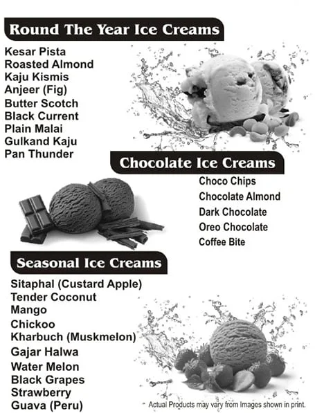 Snowbite Natural Ice Cream menu 