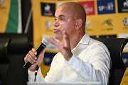 Former referee Ace Ncobo during the press conference at Safa House in Johannesburg on November 17 2021.