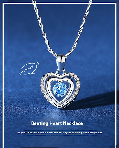 Title 12, 999 Sterling Silver Necklace Female With Hearts...
