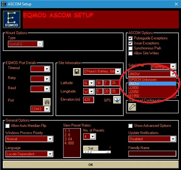 AstroTortilla: Epoch EQMOD Setup