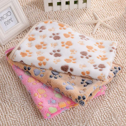 Pet Dog Bed Blanket Soft Fleece Cat Cushion Blanket Winter Warm Paw Print Pet Cats Cover Blanket For Small Medium Large 