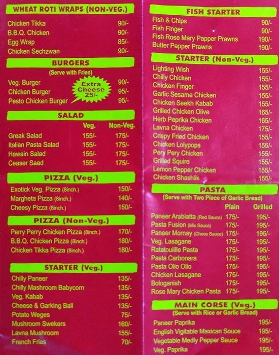 Celebration Multi Food menu 