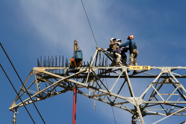 An Eskom team at work in the Kouebokkeveld, Western Cape. Picture: SUNDAY TIMES / MARK WESSELS