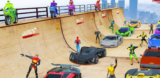 Crazy Superhero Car Stunt Race