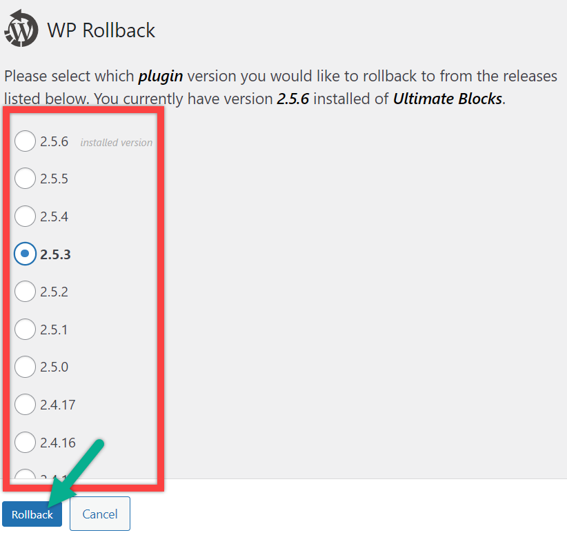 WP Rollback – Plugin WordPress