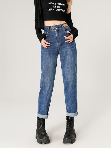 Title 4, Loose Slimming Radish Irregular Cropped High Wa...