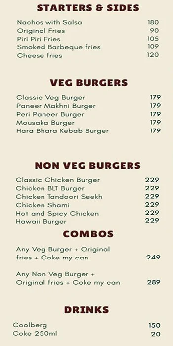 Burger Up! menu 