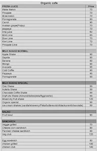 New organic cafe menu 1