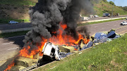 One person died and another was injured as a truck caught fire on the N3 outside Durban on October 5 2018.
