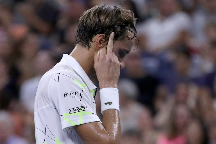 Daniil Medvedev of Russia gestures during his third round match against Feliciano Lopez of Spain at the 2019 US Open at the USTA Billie Jean King National Tennis Center on August 30 2019 in Queens borough of New York City.