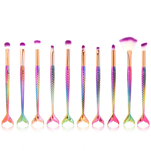 Title 7, 10 Mermaid Makeup Brushes Colorful Fish Scales ...