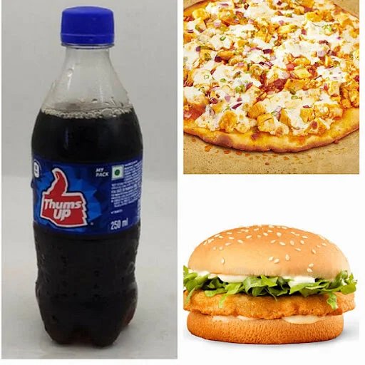 Chicken Pizza [Medium 6 Slice ] + Chicken Burger+ Cold Drink250Ml