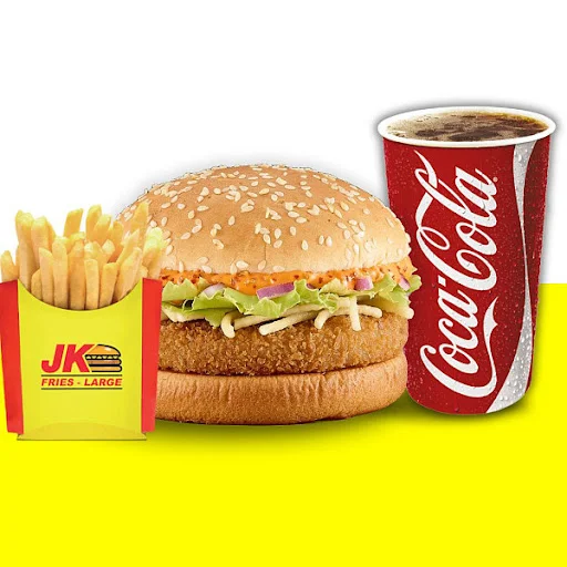 Schezwan Burger + Fries + Coke (300 Ml)