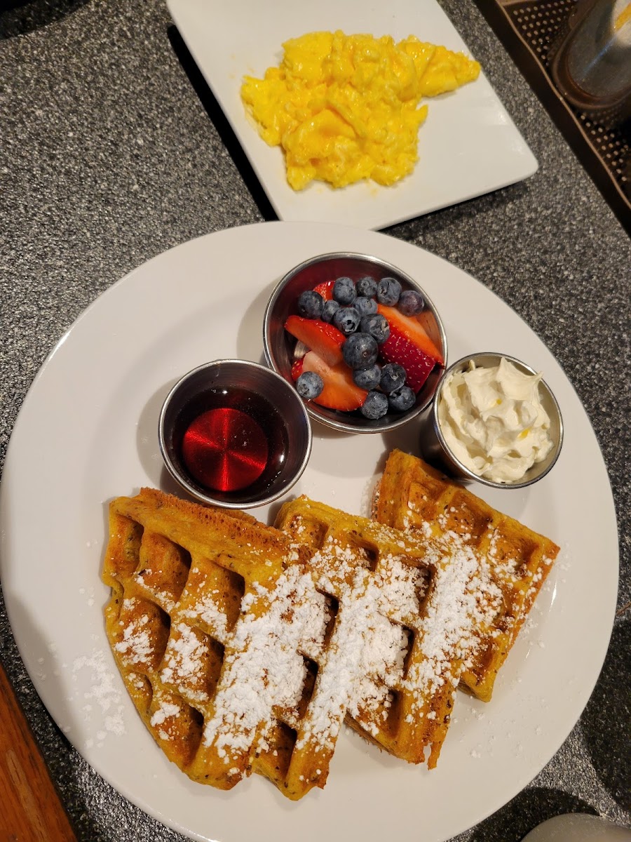 Waffle with side of eggs