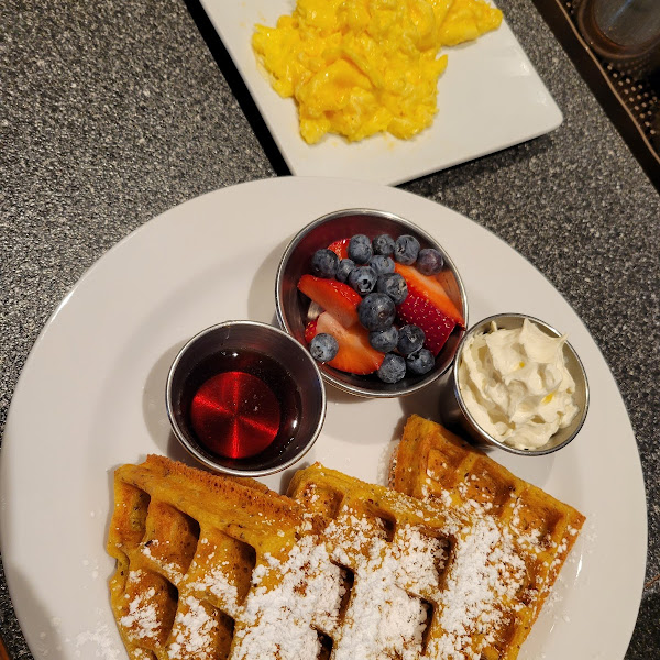 Waffle with side of eggs