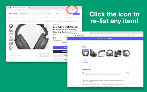 Product Relister for Mercari chrome extension