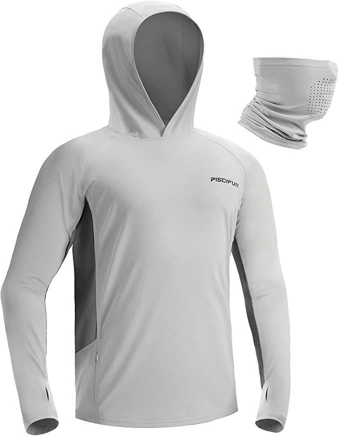 Piscifun Fishing Hoodies For Men With Mask, UPF 50+ Sun Protection Fishing Hoodie, Quick Dry Sun Shirts For Running, Hiking