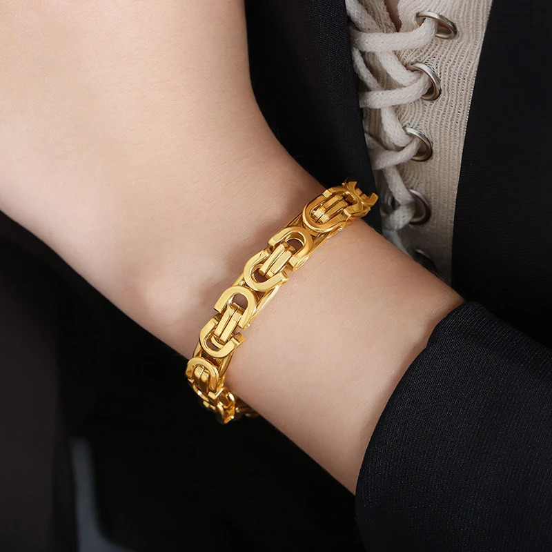 Vintage Cubaanse Dikke Ketting Armband Titanium Staal 18K Goud Duurzame heren- en damesarmband Stijlvol en tijdloos ontwerp