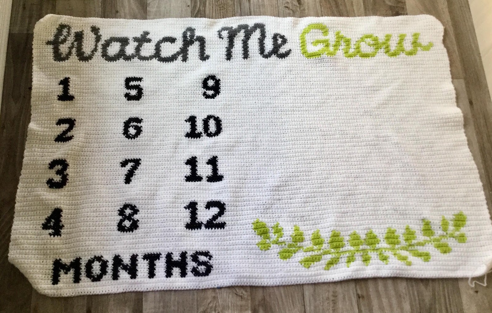 Watch Me Grow baby monthly growth blanket crochet pattern