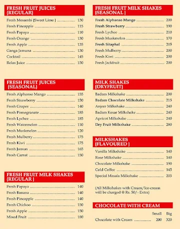 Cream Craver Express menu 